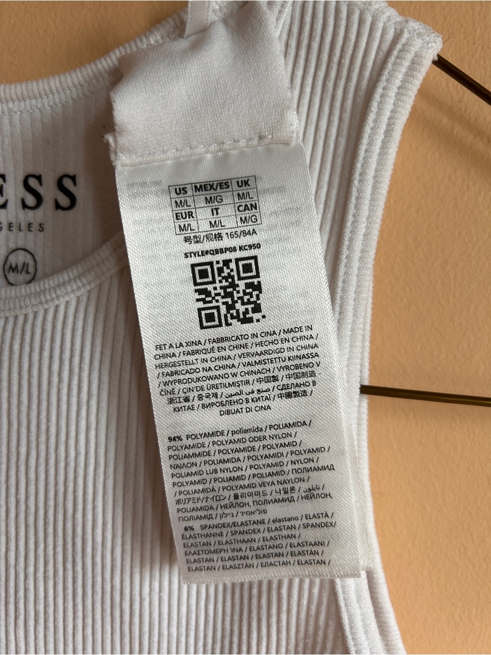 GUESS White Ribbed Cropped Tank Top - Picture 5 of 5